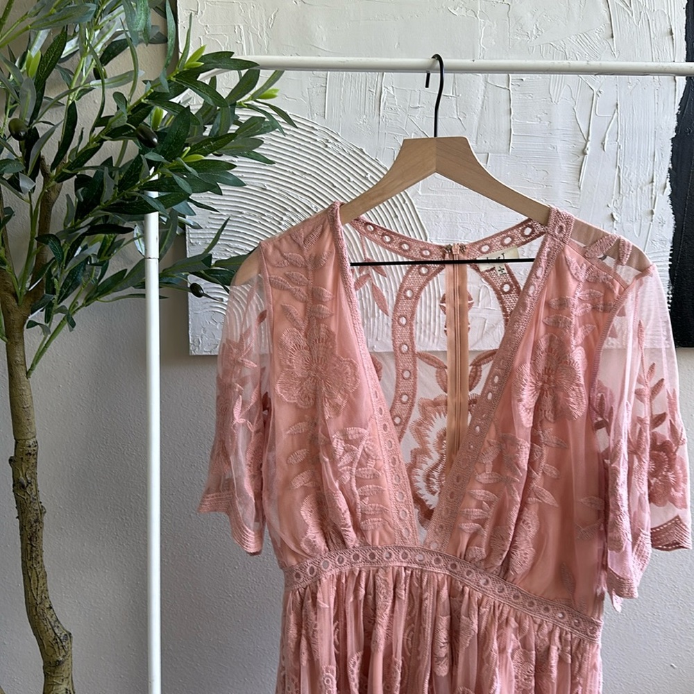 Pink Lace Dress with Shorts underneath